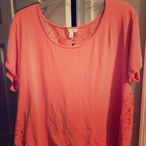 Coral color top with lace back